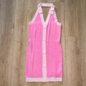 Halter neck, jacquard knitted dress